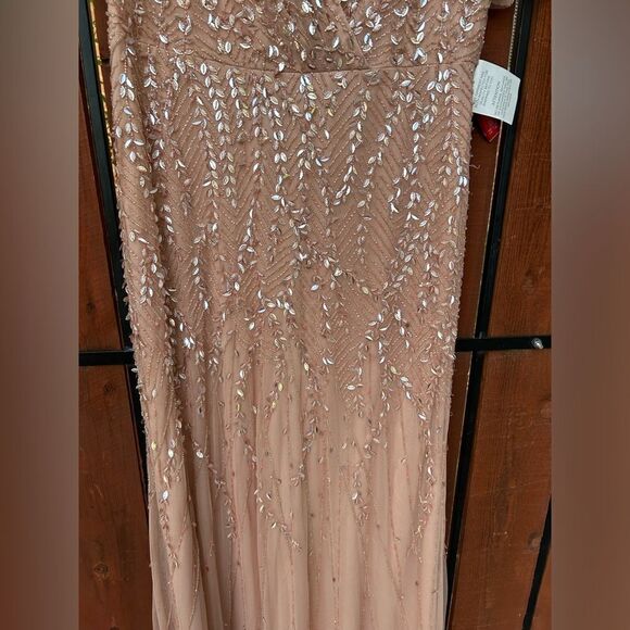 Mac Duggal 35109 Beaded Leaves Butterfly Sleeve Gown size 10 NWT - Picture 8 of 14